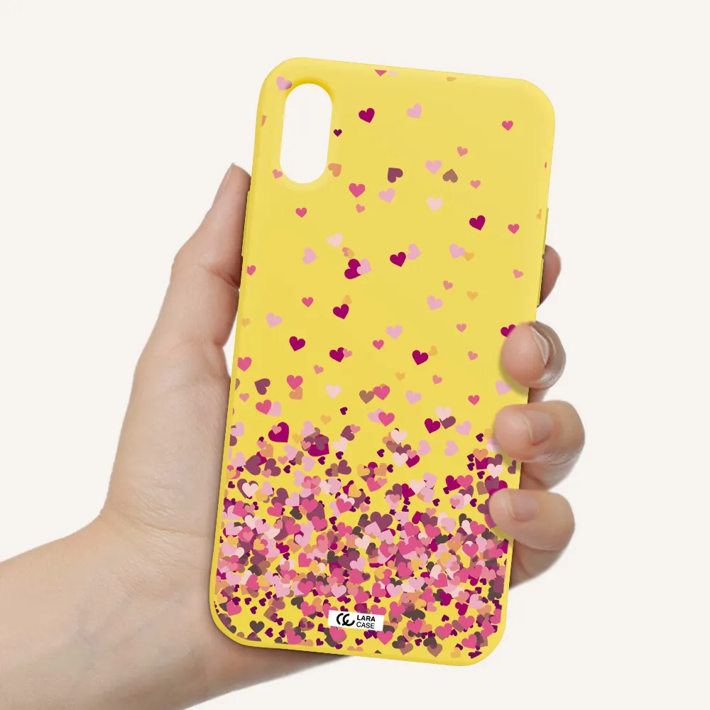 Flying Hearts Apple iPhone XS Silicone canary yellow Case
