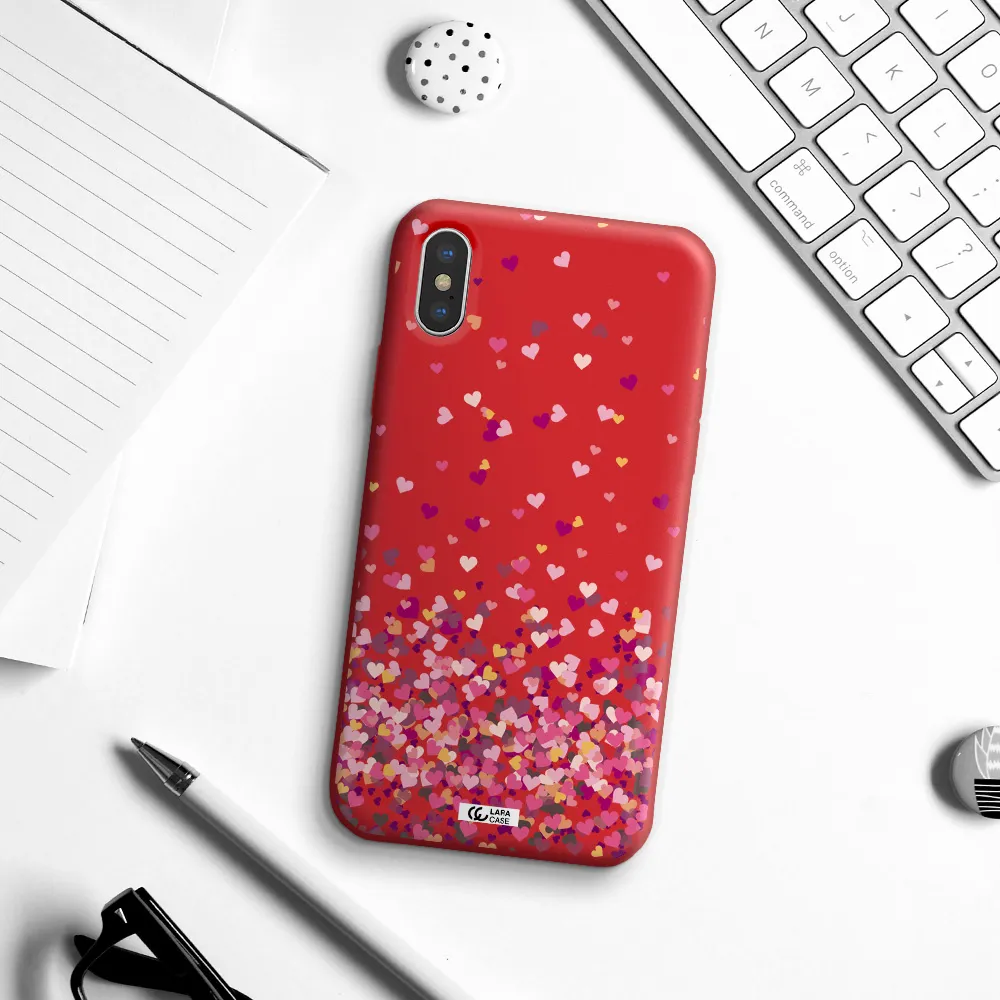 Flying Hearts Apple iPhone XS Silicone Imperial Red Case