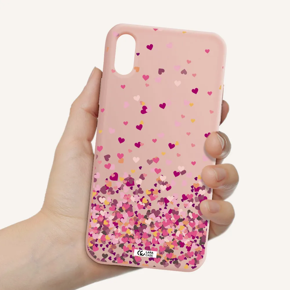 Flying Hearts Apple iPhone XS Silicone pastel pink Case