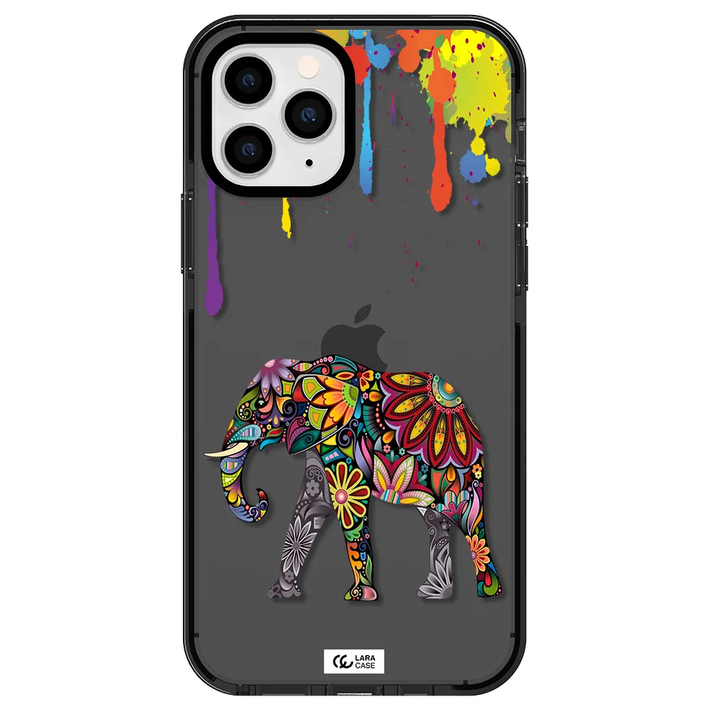 Mandala Elephant Apple iPhone 11 pro impact Smoke Black Case