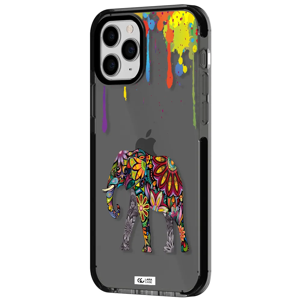 Mandala Elephant Apple iPhone 11 pro max impact Smoke Black Case