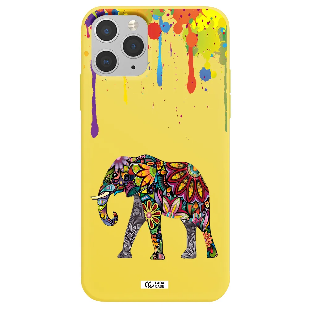 Mandala Elephant Apple iPhone 11 pro max Silicone canary yellow Case