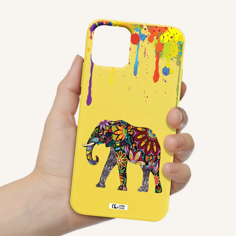 Mandala Elephant Apple iPhone 11 pro max Silicone canary yellow Case