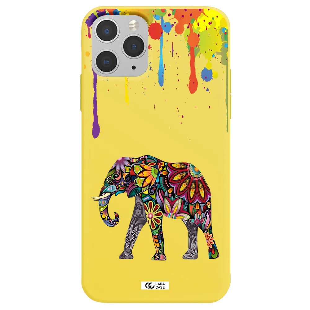 Mandala Elephant Apple iPhone 11 pro Silicone canary yellow Case