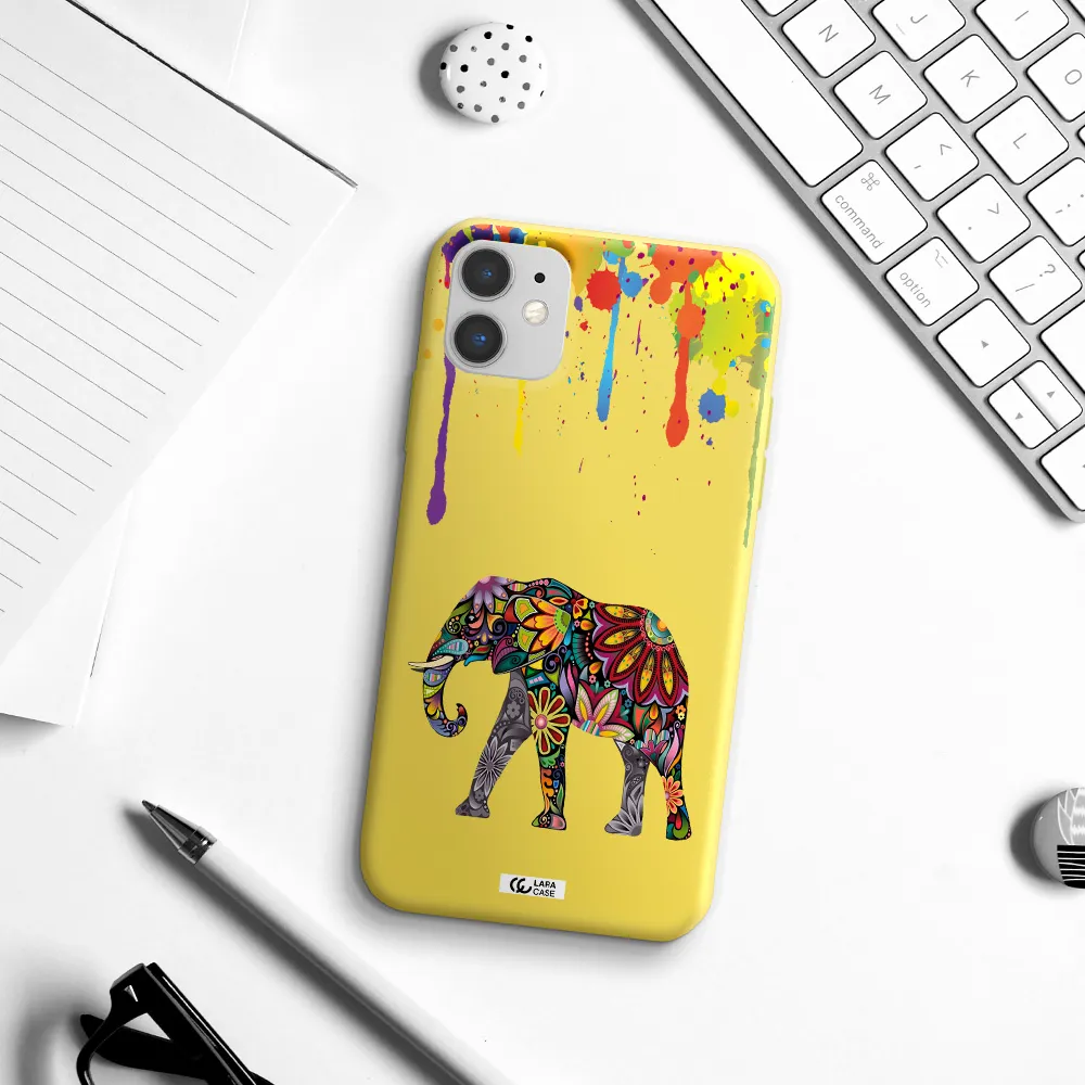 Mandala Elephant Apple iPhone 11 Silicone canary yellow Case
