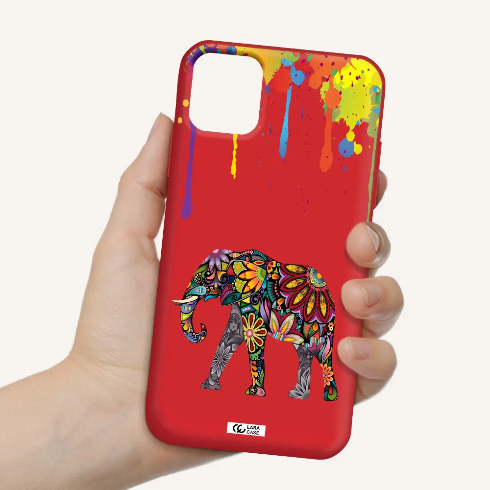 Mandala Elephant Apple iPhone 11 Silicone Imperial Red Case
