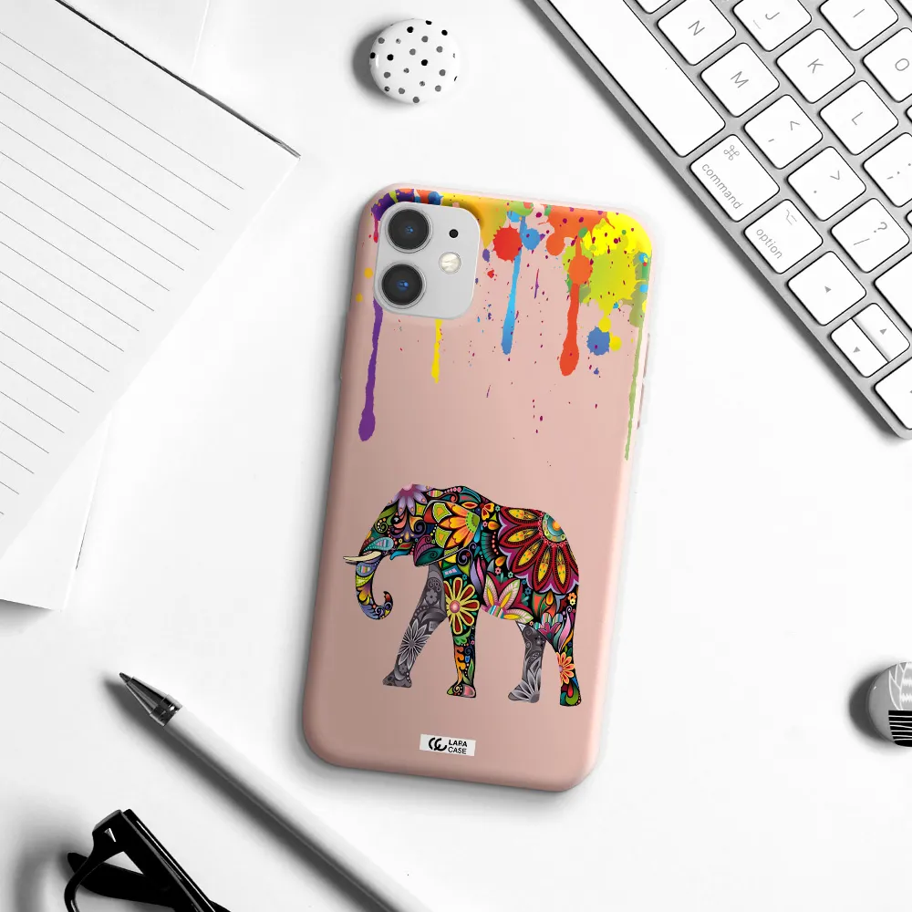 Mandala Elephant Apple iPhone 11 Silicone pastel pink Case