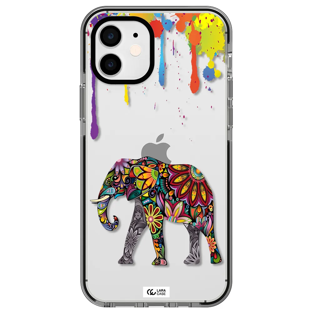 Mandala Elephant Apple iPhone 12 impact black border Case