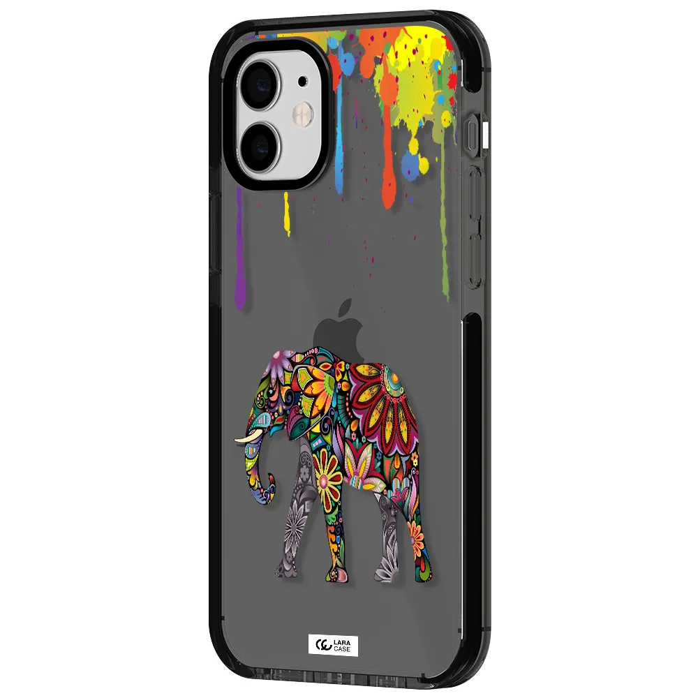 Mandala Elephant Apple iPhone 12 impact Smoke Black Case
