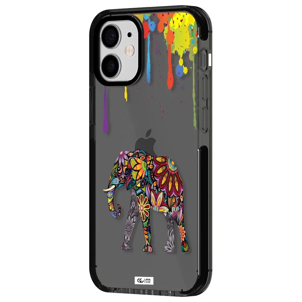 Mandala Elephant Apple iPhone 12 mini impact Smoke Black Case