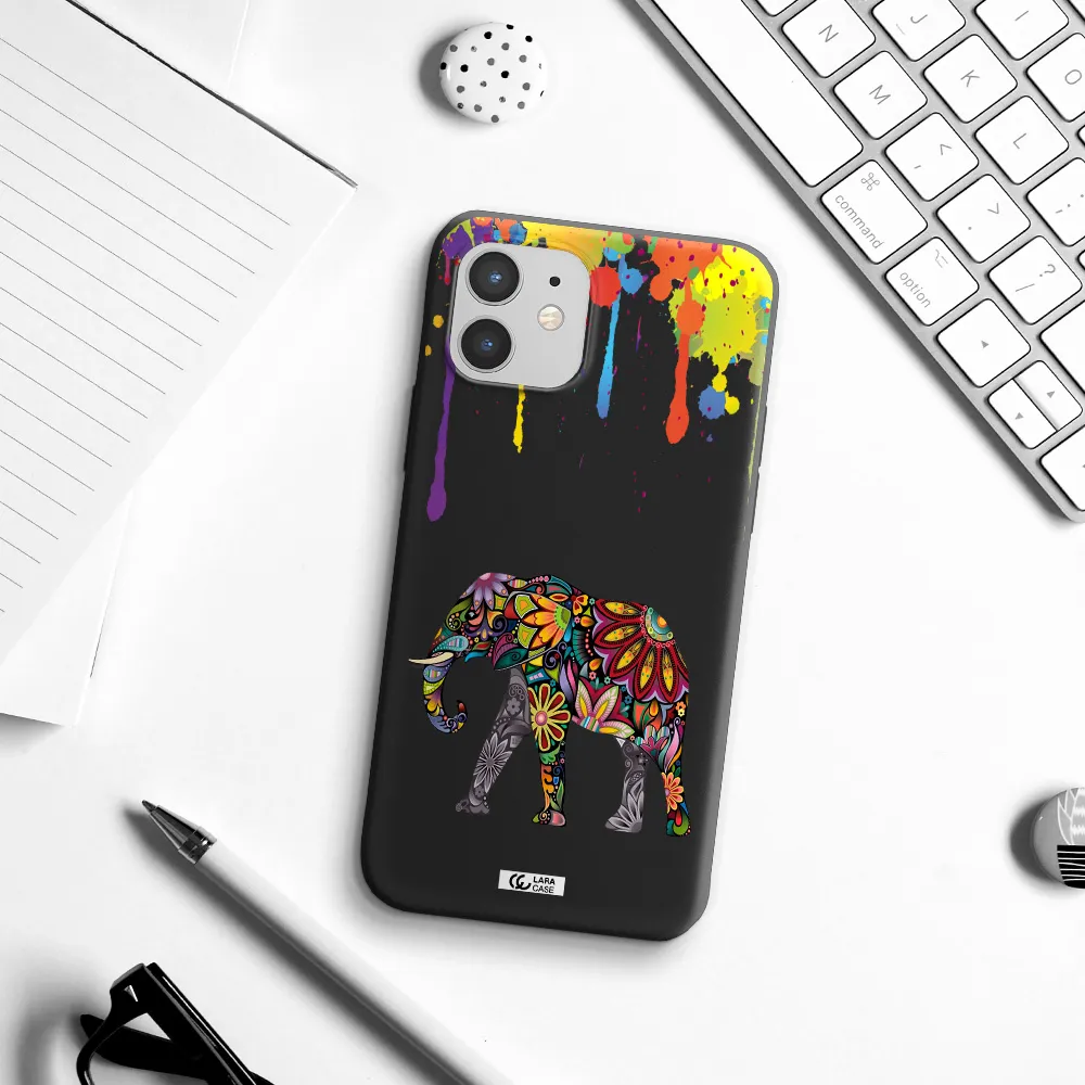 Mandala Elephant Apple iPhone 12 mini Silicone black Case