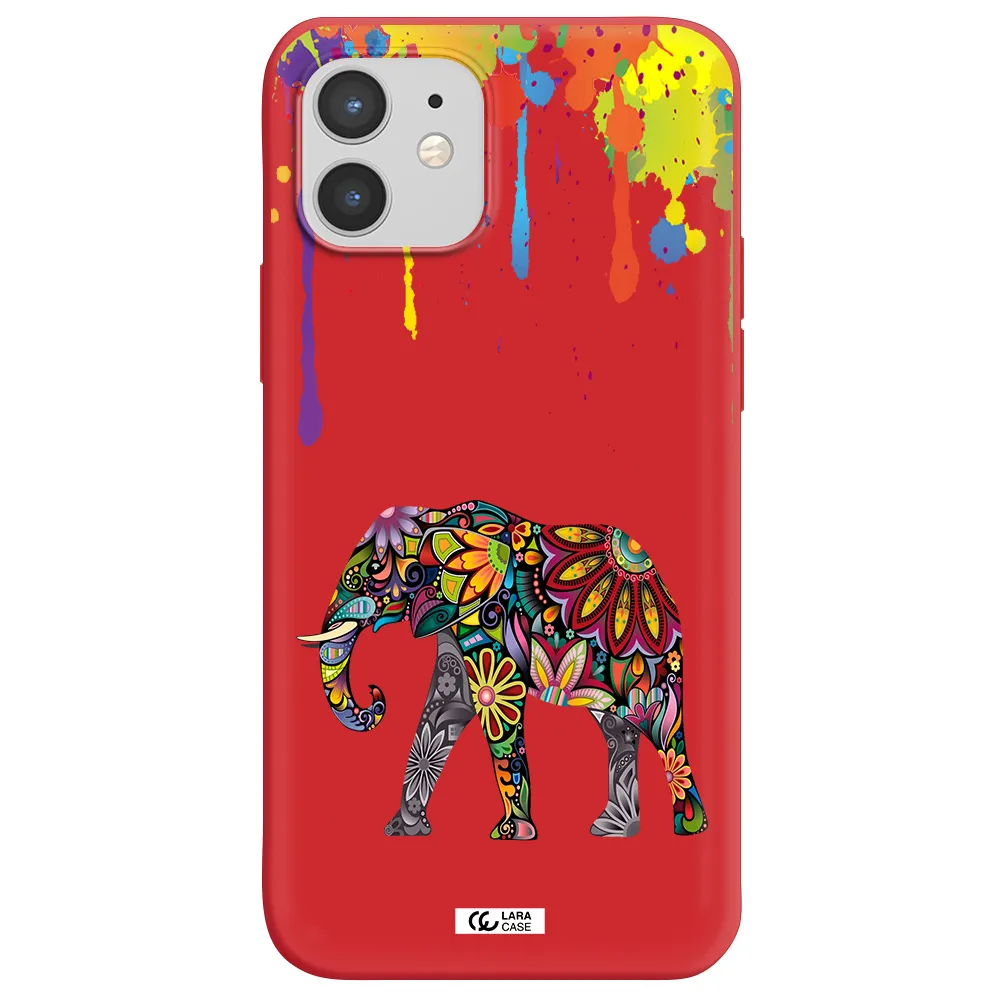 Mandala Elephant Apple iPhone 12 mini Silicone Imperial Red Case