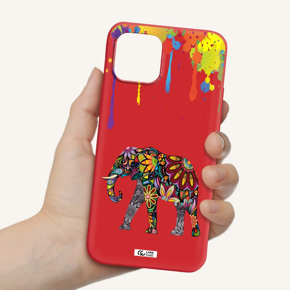 Mandala Elephant Apple iPhone 12 mini Silicone Imperial Red Case