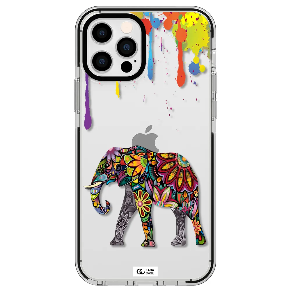 Mandala Elephant Apple iPhone 12 pro impact black border Case