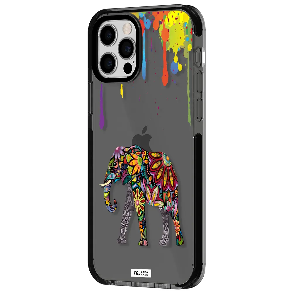 Mandala Elephant Apple iPhone 12 pro impact Smoke Black Case