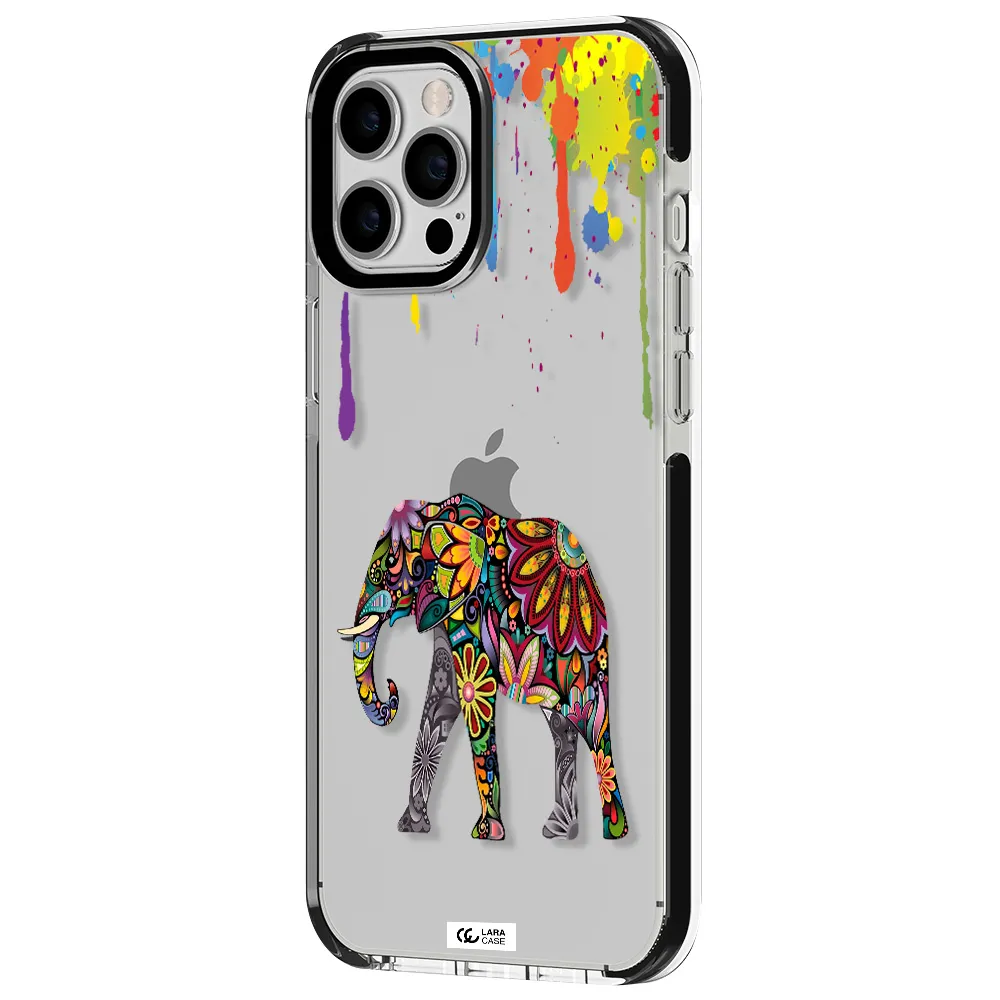 Mandala Elephant Apple iPhone 12 pro max impact black border Case