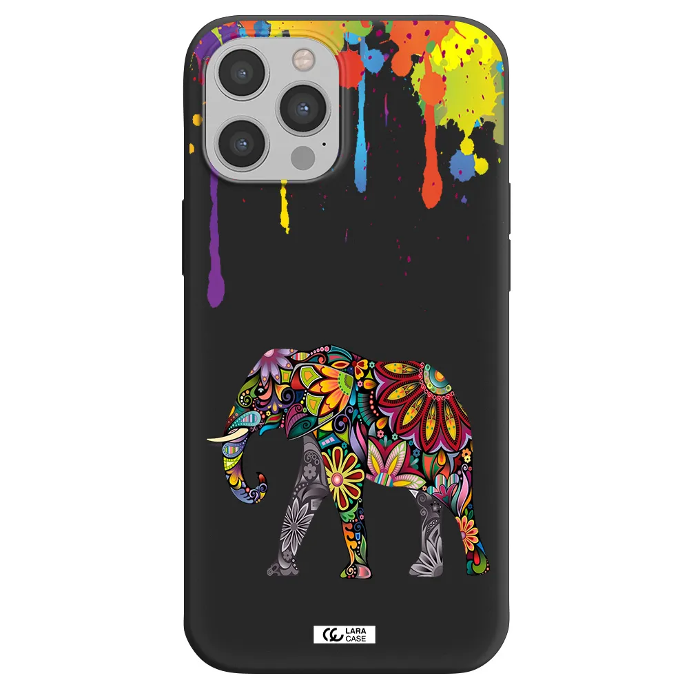 Mandala Elephant Apple iPhone 12 pro max Silicone black Case