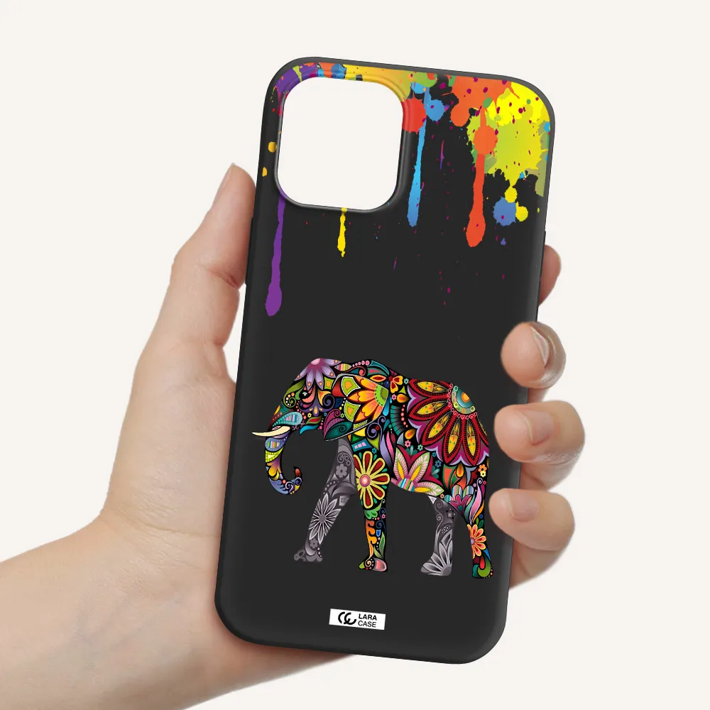 Mandala Elephant Apple iPhone 12 pro max Silicone black Case