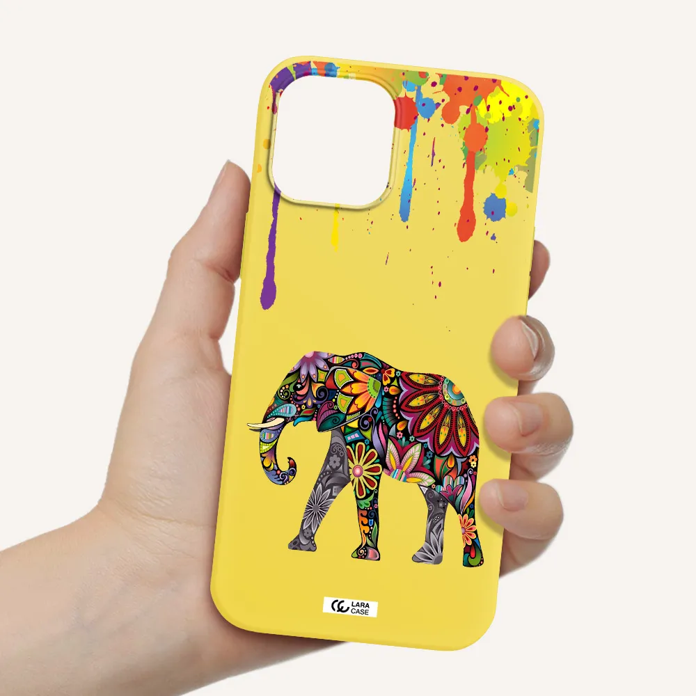 Mandala Elephant Apple iPhone 12 pro max Silicone canary yellow Case