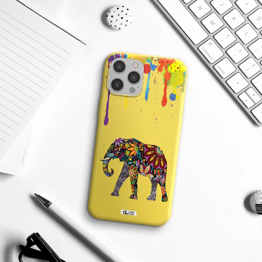 Mandala Elephant Apple iPhone 12 pro max Silicone canary yellow Case