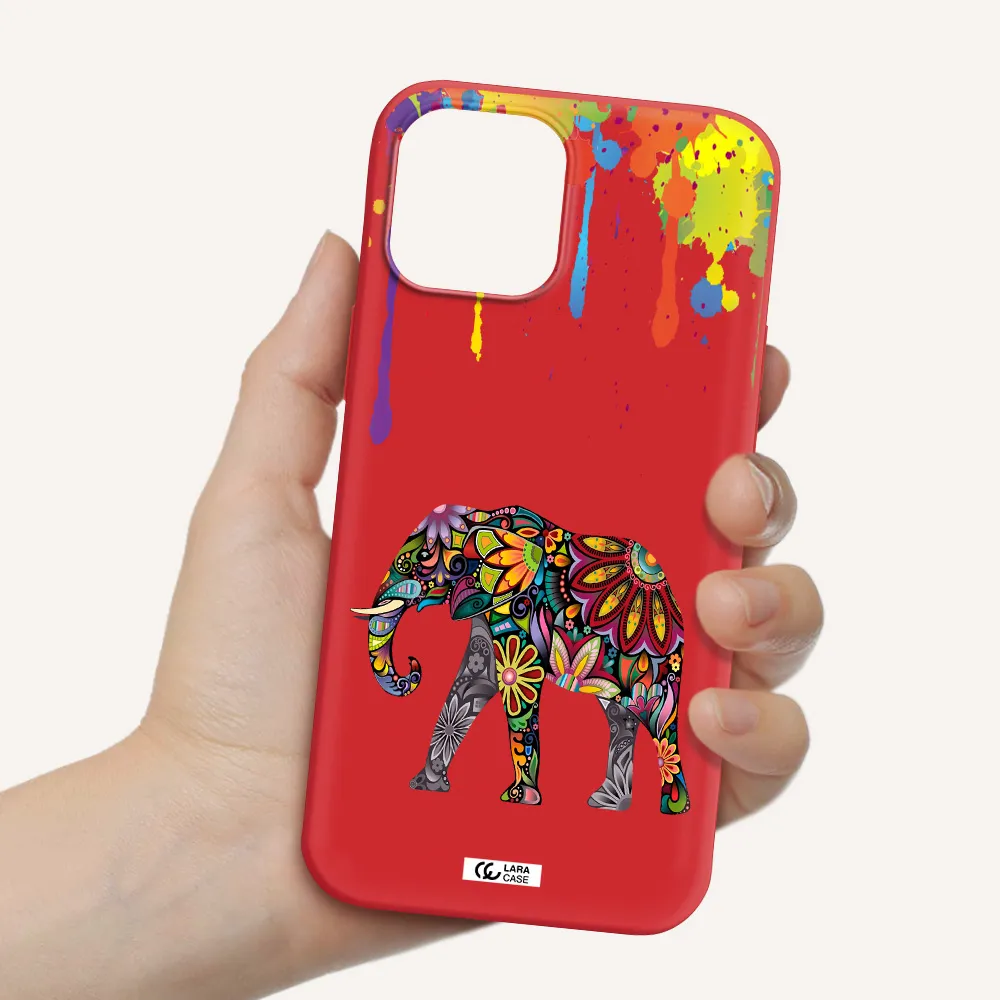 Mandala Elephant Apple iPhone 12 pro Silicone Imperial Red Case
