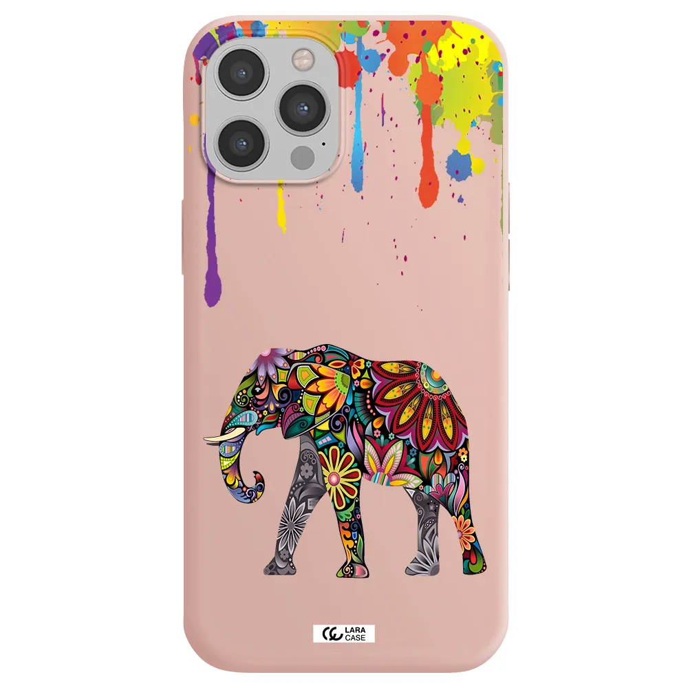 Mandala Elephant Apple iPhone 12 pro Silicone pastel pink Case