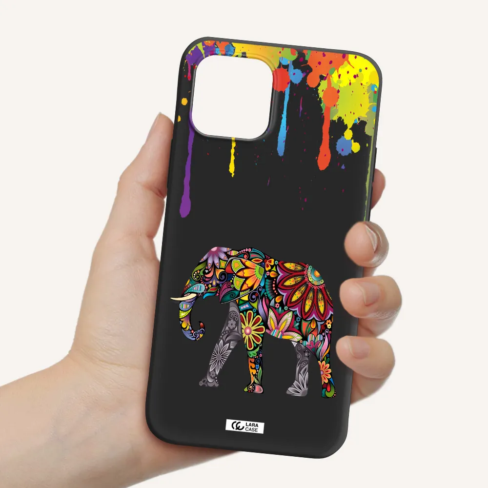 Mandala Elephant Apple iPhone 12 Silicone black Case