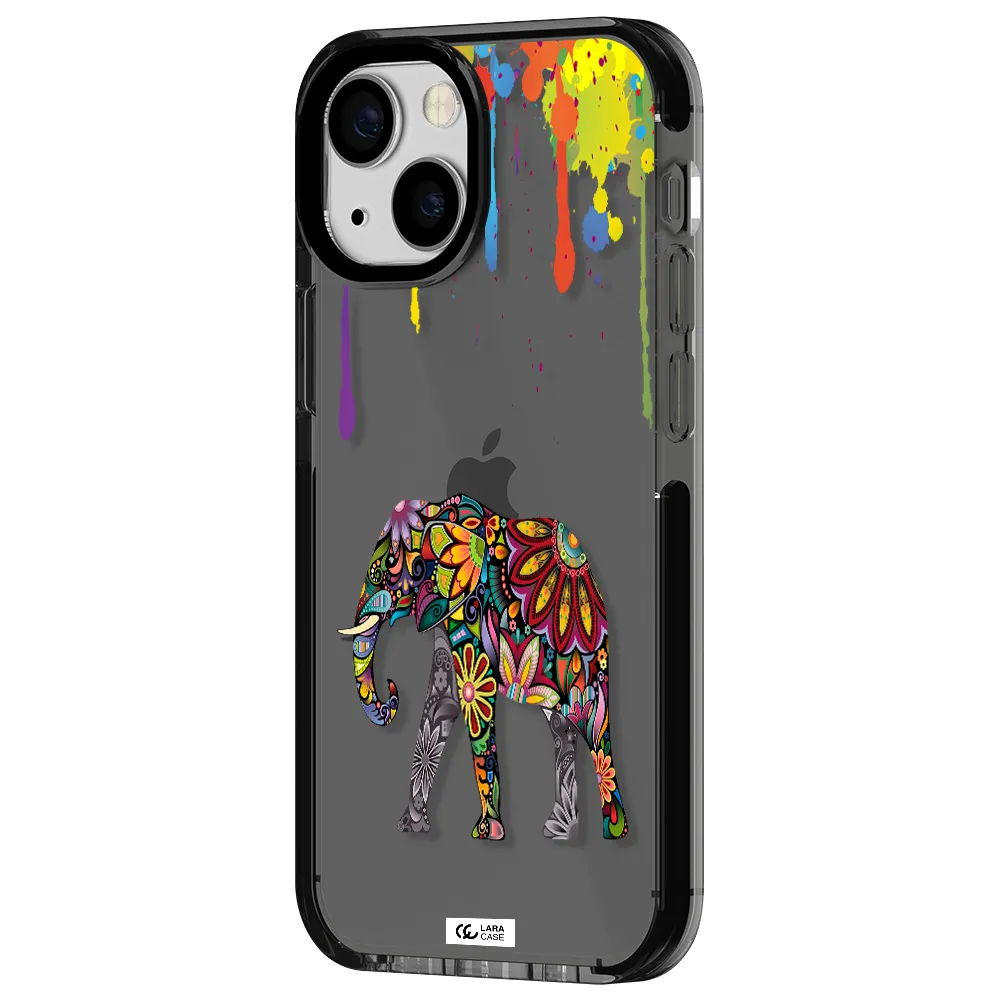 Mandala Elephant Apple iPhone 13 mini impact Smoke Black Case