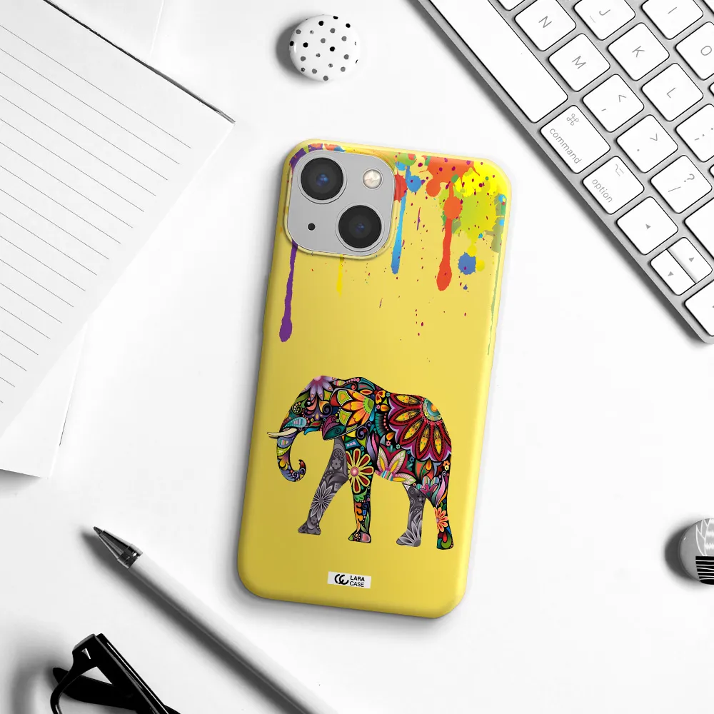 Mandala Elephant Apple iPhone 13 mini Silicone canary yellow Case