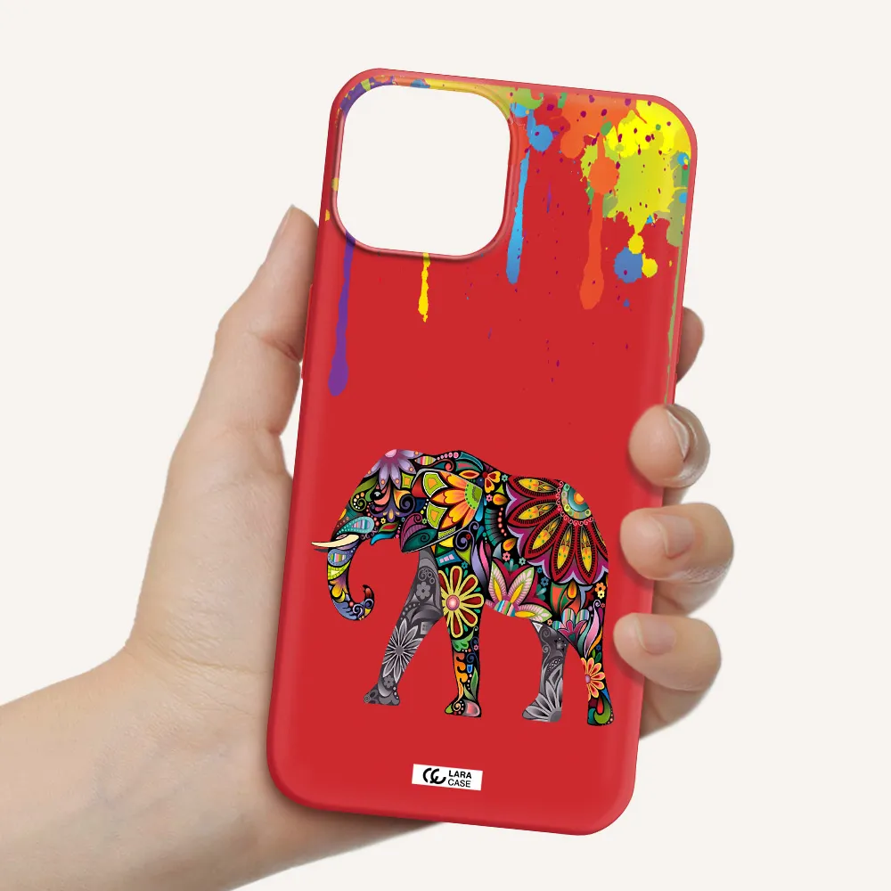 Mandala Elephant Apple iPhone 13 mini Silicone Imperial Red Case