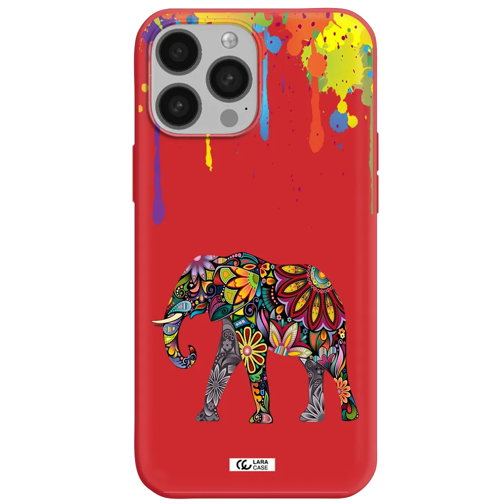 Mandala Elephant Apple iPhone 13 Pro Max Silicone Imperial Red Case