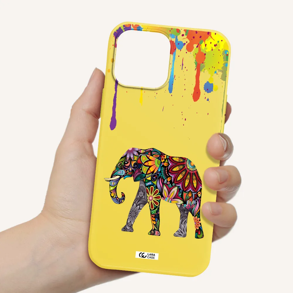 Mandala Elephant Apple iPhone 13 Pro Silicone canary yellow Case