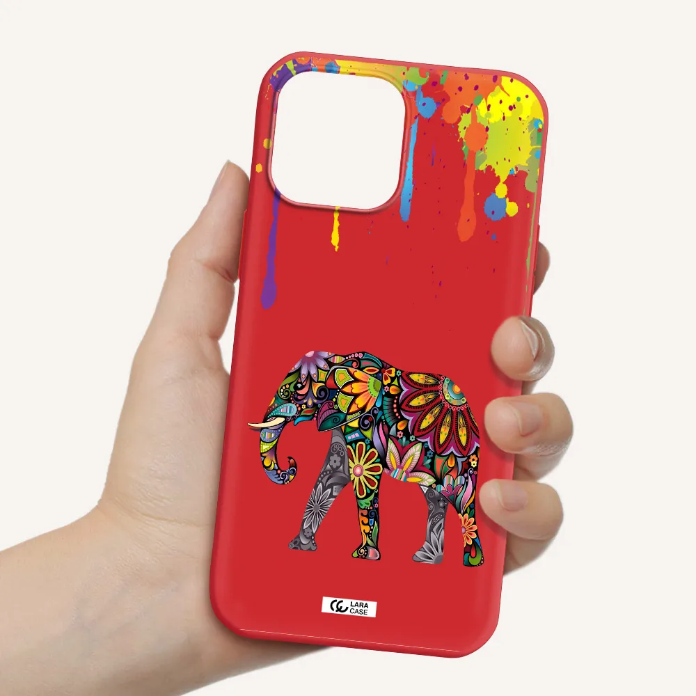 Mandala Elephant Apple iPhone 13 Pro Silicone Imperial Red Case