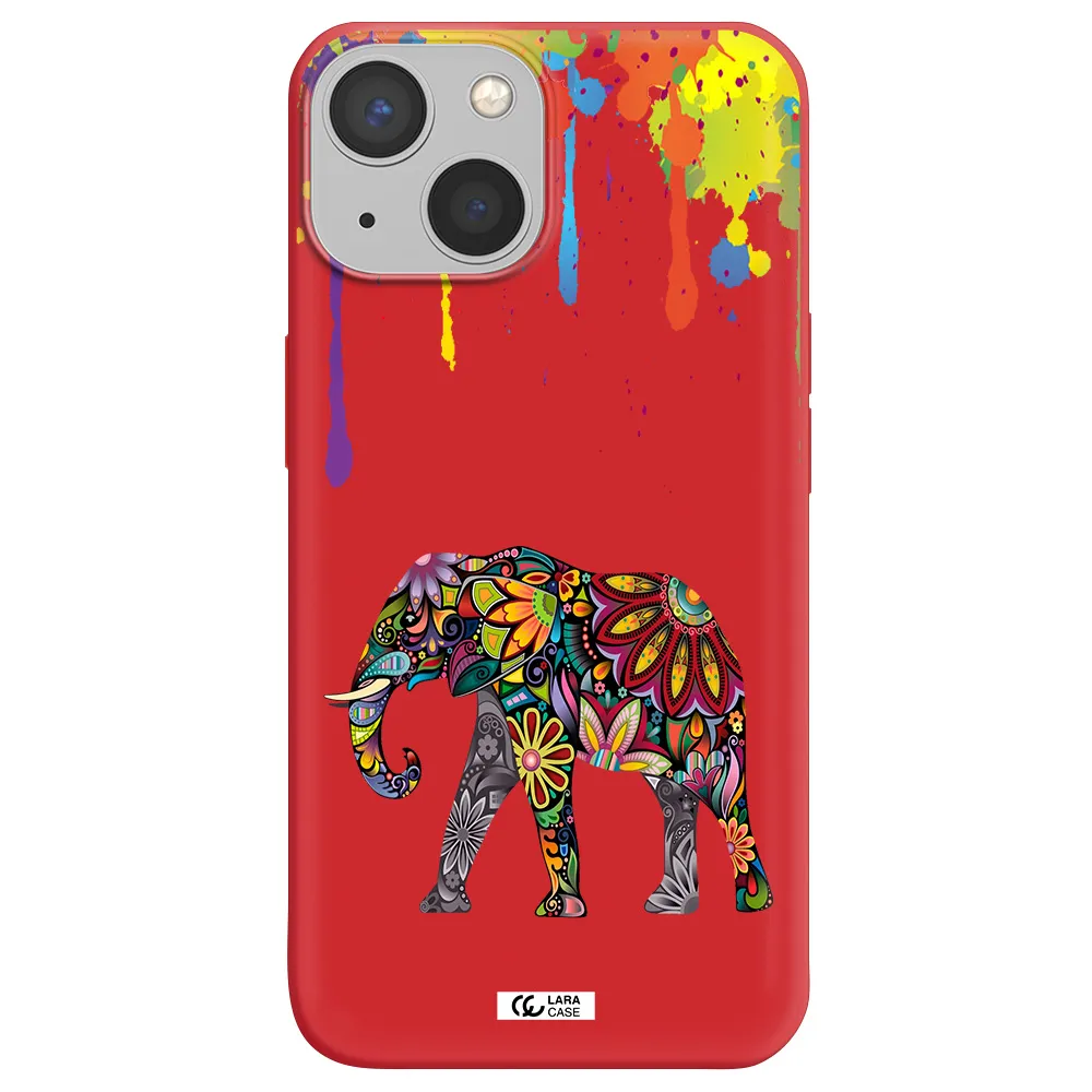 Mandala Elephant Apple iPhone 13 Silicone Imperial Red Case