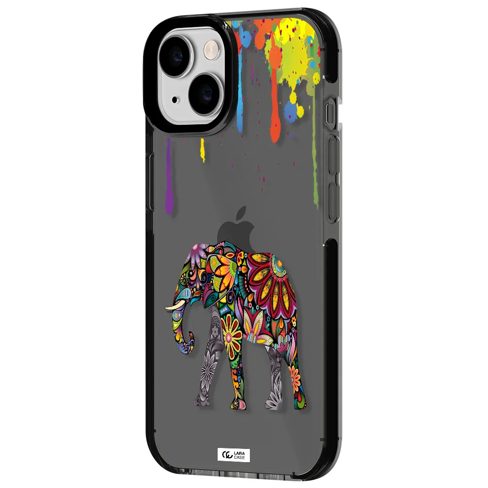 Mandala Elephant Apple iPhone 14 impact Smoke Black Case
