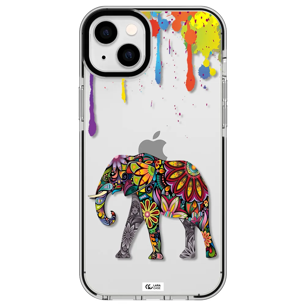 Mandala Elephant Apple iPhone 14 plus impact black border Case