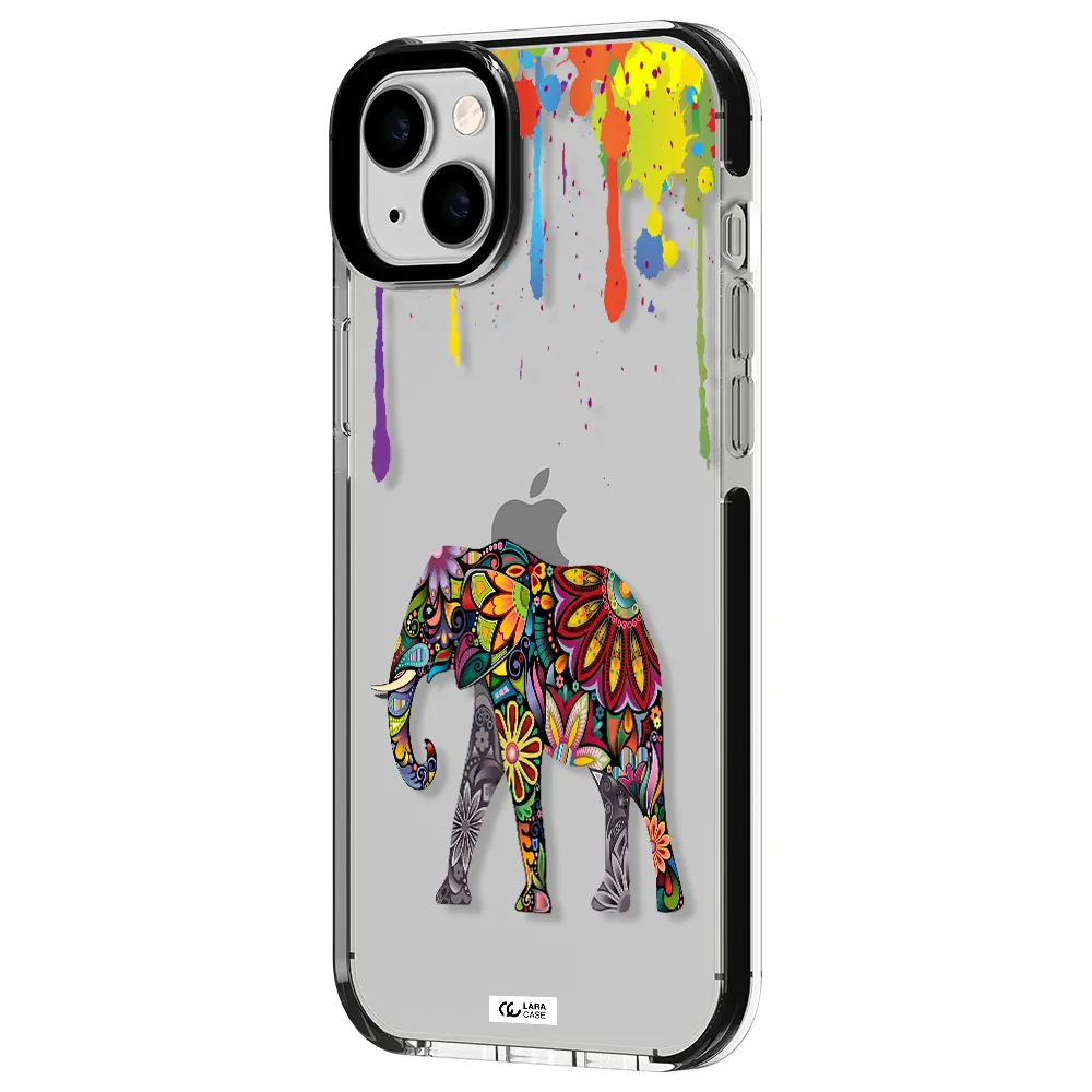 Mandala Elephant Apple iPhone 14 plus impact black border Case