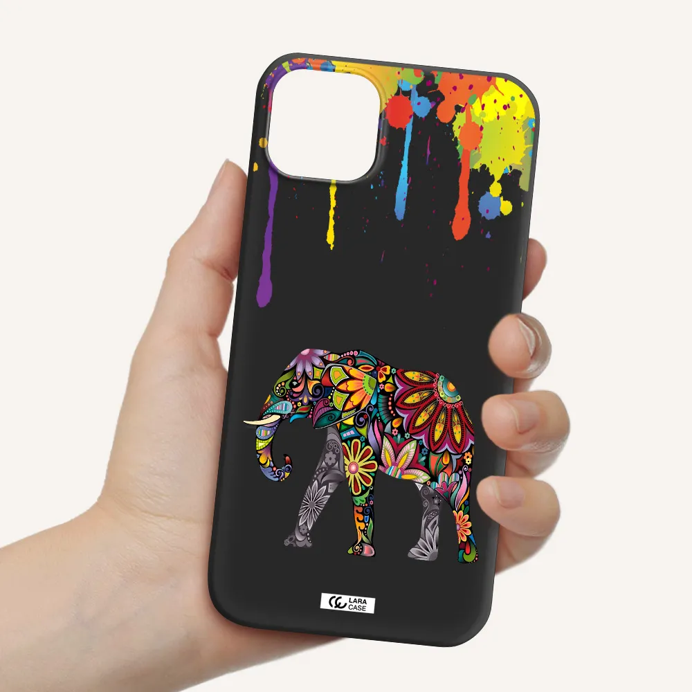 Mandala Elephant Apple iPhone 14 plus Silicone black Case