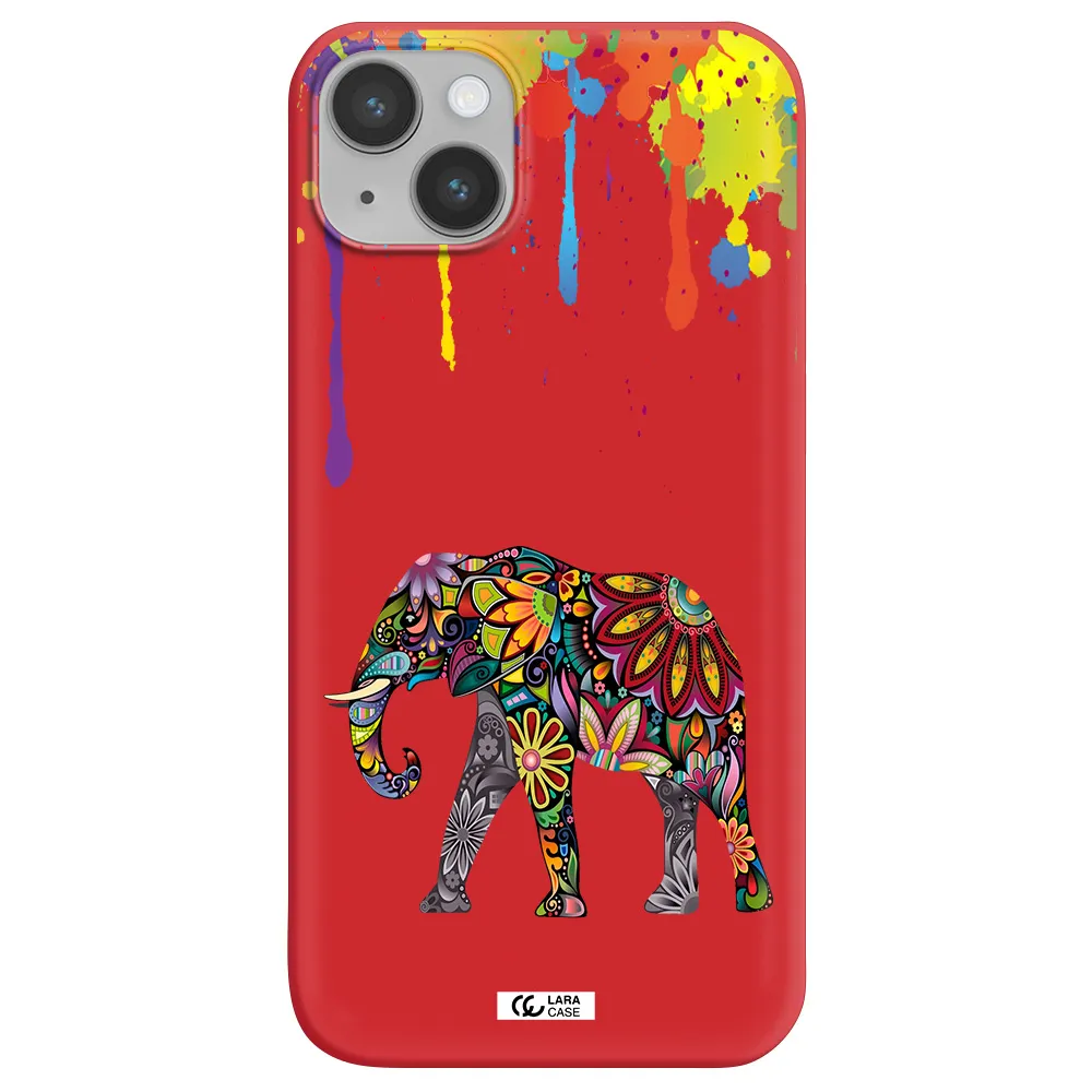 Mandala Elephant Apple iPhone 14 plus Silicone Imperial Red Case