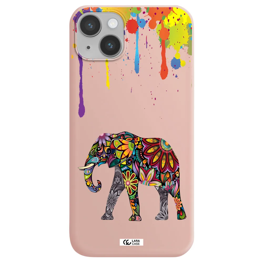 Mandala Elephant Apple iPhone 14 plus Silicone pastel pink Case