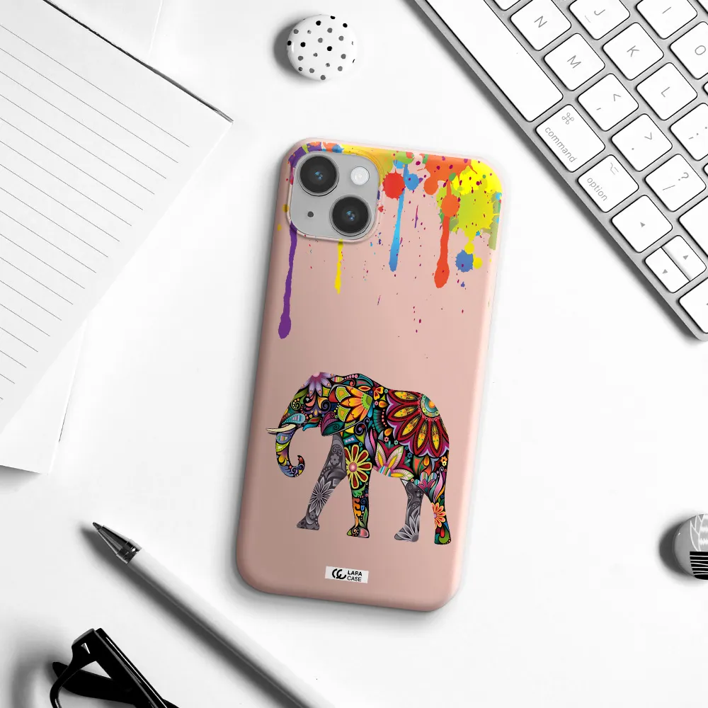 Mandala Elephant Apple iPhone 14 plus Silicone pastel pink Case