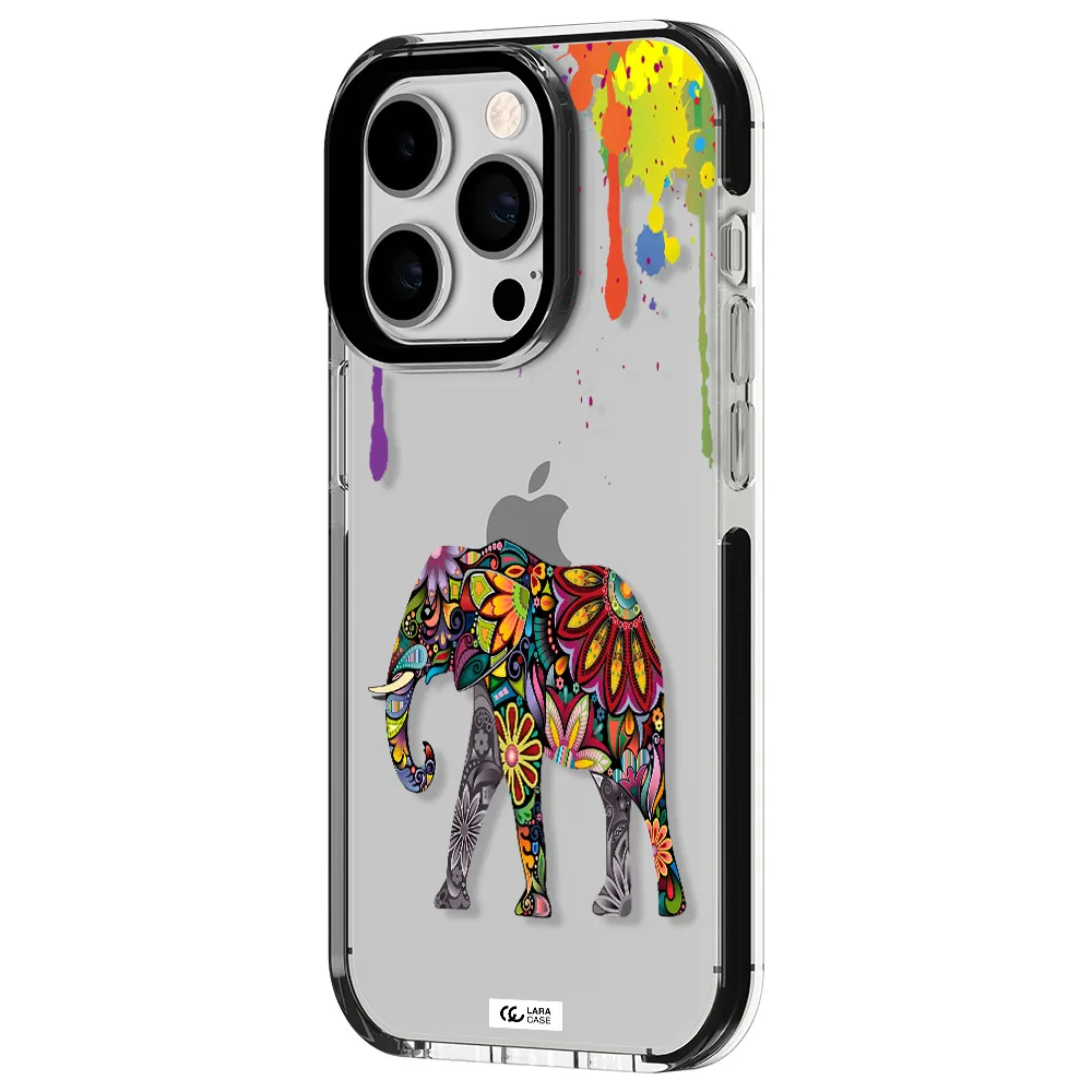 Mandala Elephant Apple iPhone 14 pro impact black border Case