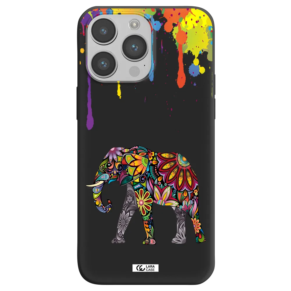 Mandala Elephant Apple iPhone 14 pro max Silicone black Case