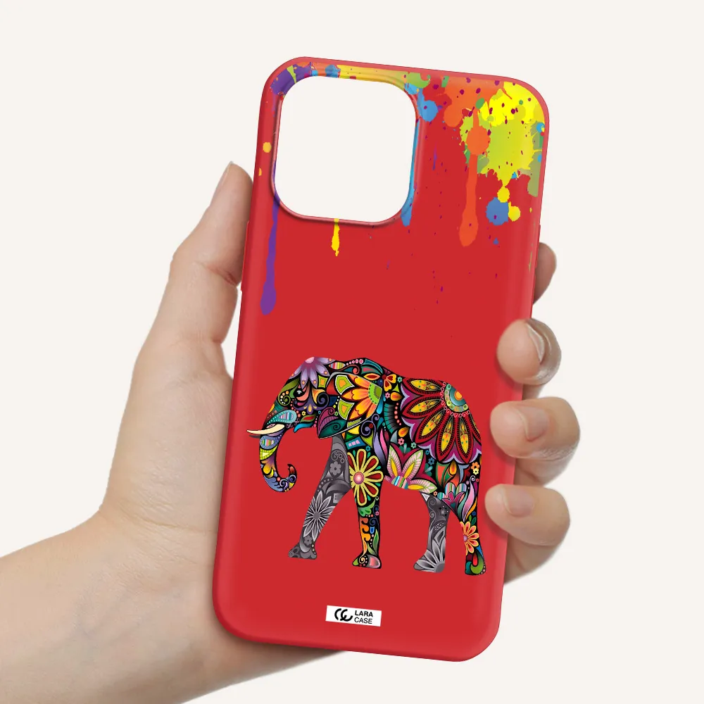 Mandala Elephant Apple iPhone 14 pro max Silicone Imperial Red Case