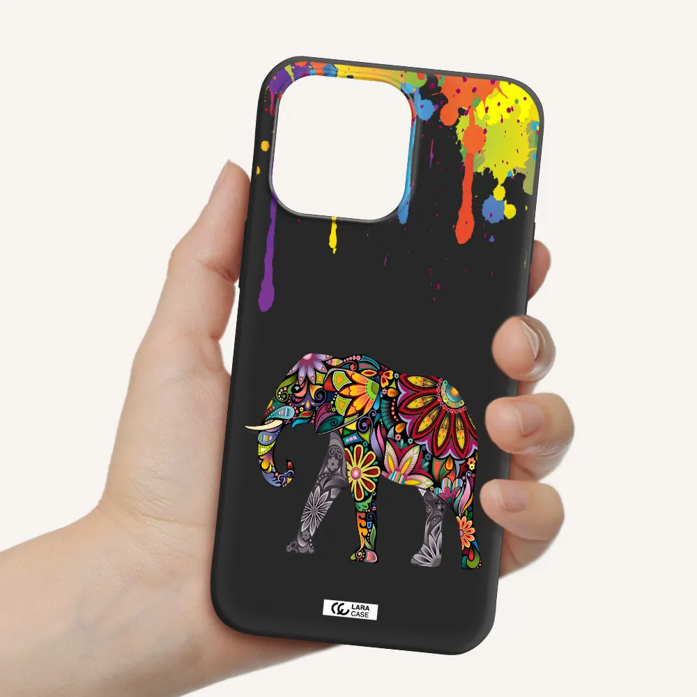 Mandala Elephant Apple iPhone 14 pro Silicone black Case