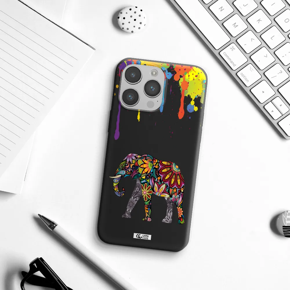 Mandala Elephant Apple iPhone 14 pro Silicone black Case
