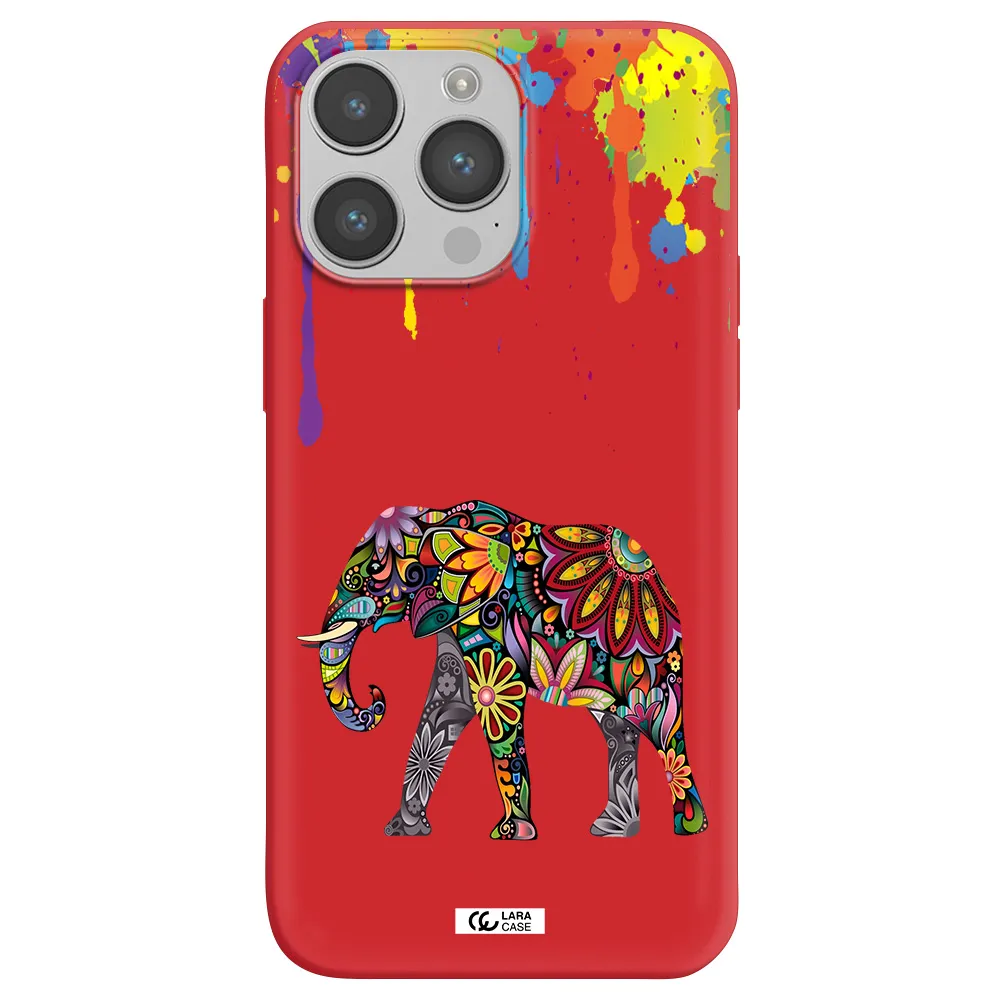 Mandala Elephant Apple iPhone 14 pro Silicone Imperial Red Case