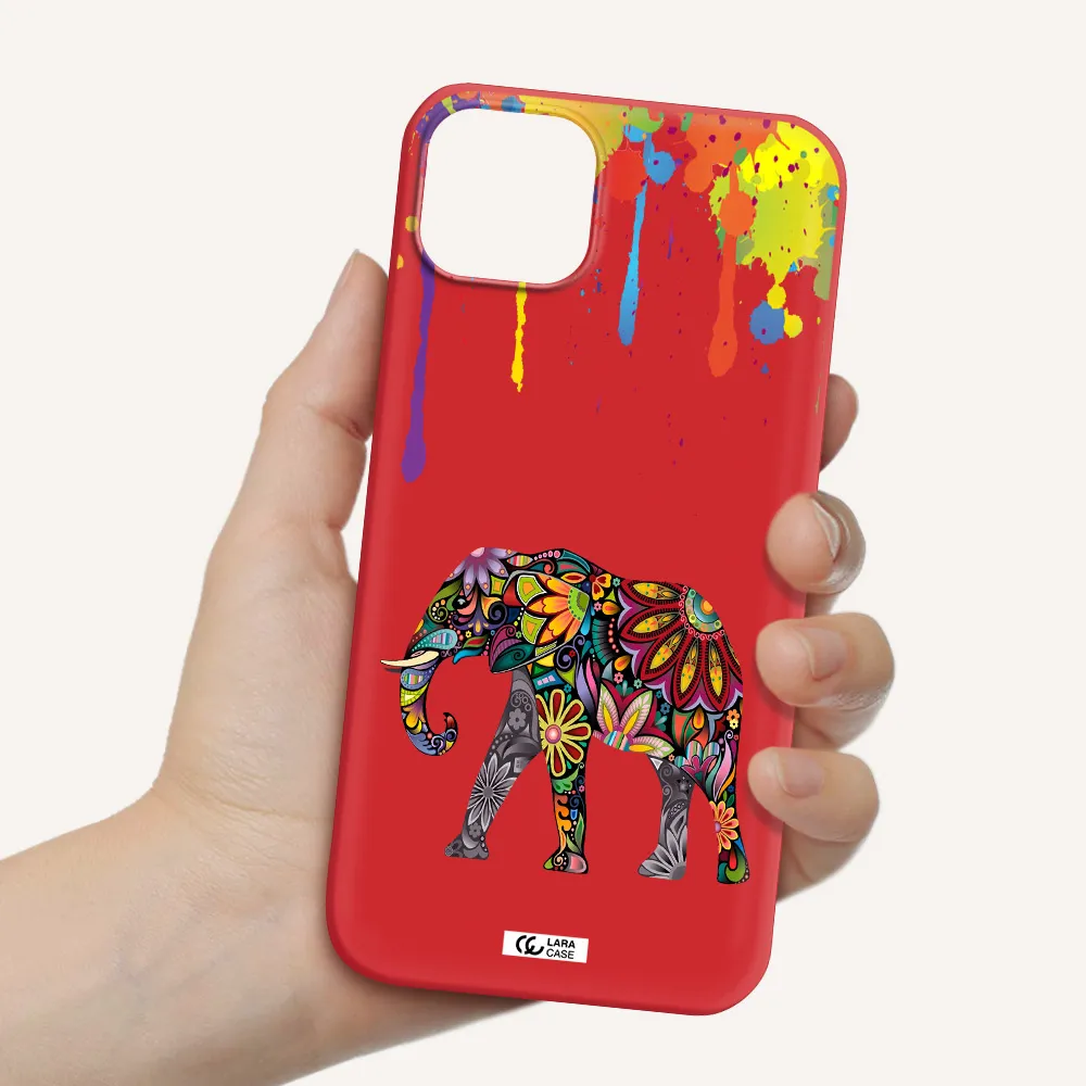 Mandala Elephant Apple iPhone 14 Silicone Imperial Red Case