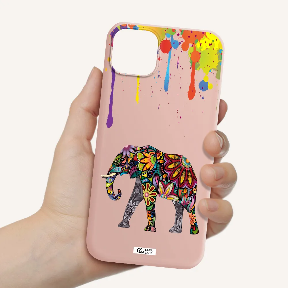 Mandala Elephant Apple iPhone 14 Silicone pastel pink Case