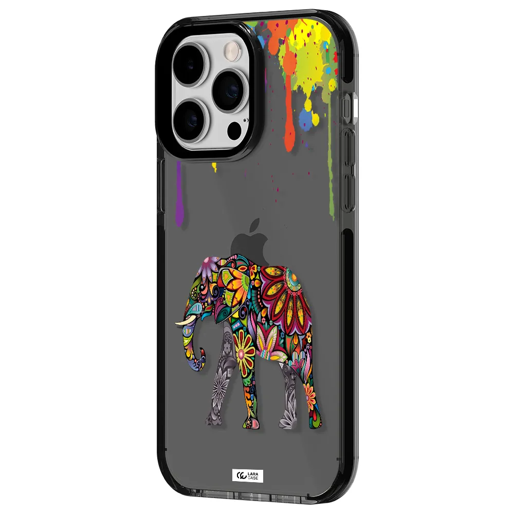Mandala Elephant Apple iPhone 15 Pro impact Smoke Black Case